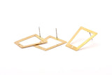 Brass Trapezoid Earring, 8 Raw Brass Trapezoid Stud Earrings With 1 Hole (28x24x16x0.60mm) D1025 A1270