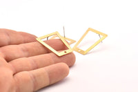Brass Trapezoid Earring, 8 Raw Brass Trapezoid Stud Earrings With 1 Hole (28x24x16x0.60mm) D1025 A1270