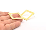 Brass Square Earring, 4 Raw Brass Square Stud Earrings (32x5x0.80mm) E643 A1289