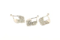 Silver Drop Charm, 8 Antique Silver Plated Brass Drop Charms With 1 Loop, Findings, Earrings, Pendants (36x21x0.70mm) D1247 H1150