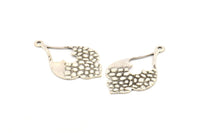 Silver Drop Charm, 8 Antique Silver Plated Brass Drop Charms With 1 Loop, Findings, Earrings, Pendants (36x21x0.70mm) D1247 H1150