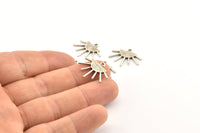 Sun Ethnic Pendant, 6 Antique Silver Plated Brass Sun Ethnic Pendants With 1 Loop, Findings, Charms (21x17x1.50mm) E479 H1147