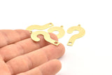 Brass Question Mark Charm, 12 Raw Brass Question Mark Charms With 1 Loop  Earrings, Findings (34x19x1mm) A1294