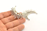 Moon Phases Pendant, 2 Antique Silver Plated Brass Crescent Pendants With 2 Loops, Earring Findings (48x23x1mm) N1017 H1204