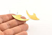 Brass Wave Earring, 8 Textured Raw Brass Wave Stud Earrings (39x15x0.60mm) D1146 A1301