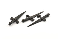 Black Knight&#39;s Sword Pendant, 2 Oxidized Black Brass Sword Pendants (50x19mm) N0225 S1061