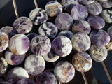 Dog Tooth Amethyst 25 mm Gemstone Coin Beads 15.5 inches Full Strand T035