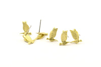 Bird Skull Earring, 8 Raw Brass Bird Skull Stud Earrings (13x10mm) N0429 A1302