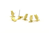 Bird Skull Earring, 8 Raw Brass Bird Skull Stud Earrings (13x10mm) N0429 A1302