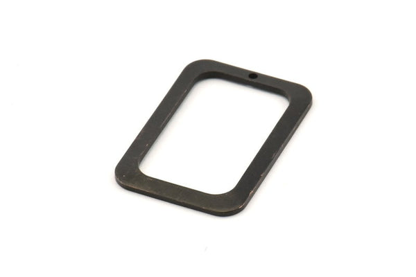 Black Rectangle Charm, 6 Oxidized Black Brass Rectangle Charms With 1 Hole Earrings, Findings (30x21x1mm) D1157 S1065