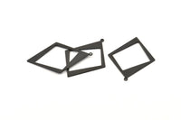 Black Diamond Charm, 6 Oxidized Black Brass Rhombus Charms With 1 Loop, Pendants, Earrings, Findings (42x30x0.80mm) D1050 S1064