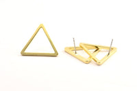 Brass Triangle Earrings, 6 Raw Brass Triangle Stud Earrings (27x2mm) D0014 A1310