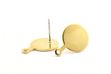Brass Round Earring, 8 Raw Brass Round Stamping Blanks With 1 Loop, Stud Earrings (20x14x1mm) D0754 A1304