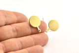 Brass Round Earring, 8 Raw Brass Round Stamping Blanks With 1 Loop, Stud Earrings (20x14x1mm) D0754 A1304