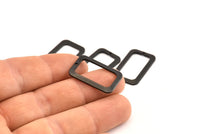 Black Rectangle Charm, 8 Oxidized Black Brass Rectangle Charms With 1 Hole, Earrings, Findings (25x15x1mm) D1156 S1074