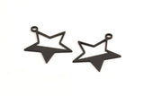 Black Star Charm, 12 Oxidized Black Brass Star Charms With 1 Hole, Earrings, Pendants, Findings (24x21x0.80mm) D1256 S1073