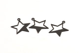 Black Star Charm, 12 Oxidized Black Brass Star Charms With 1 Hole, Earrings, Pendants, Findings (24x21x0.80mm) D1256 S1073