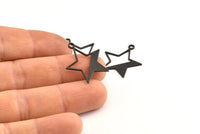 Black Star Charm, 12 Oxidized Black Brass Star Charms With 1 Hole, Earrings, Pendants, Findings (24x21x0.80mm) D1256 S1073