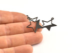 Black Star Charm, 12 Oxidized Black Brass Star Charms With 1 Hole, Earrings, Pendants, Findings (24x21x0.80mm) D1256 S1073