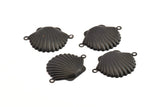 Black Shell Charm, 12 Oxidized Black Brass Sea Shell Charm With 2 Loops, Pendants, Connectors, Findings (20x28mm) D1053 S1072