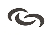 Black Moon Charm, 4 Hammered Oxidized Black Brass Horn Charms With 2 Holes, Findings, Connectors (42x10x0.80mm) D1088 S1070