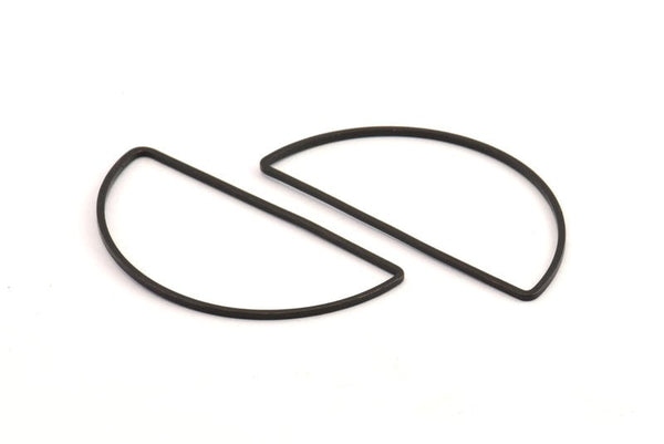 Black Half Moon, 12 Oxidized Black Brass Semi Circle Connectors (22x45x1mm) D1276 S1067