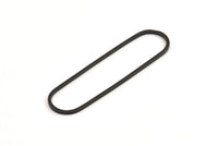 Black Oval Charm, 12 Oxidized Black Brass Oval Rings, Connectors (50x13x1mm) D1288 S604