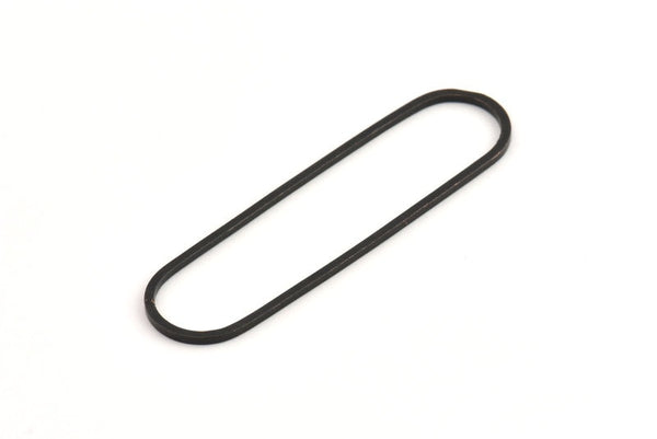 Black Oval Charm, 12 Oxidized Black Brass Oval Rings, Connectors (50x13x1mm) D1288 S604
