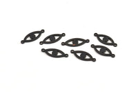 Black Eye Charm, 25 Oxidized Black Brass Eye Connectors With 2 Loops, Pendants, Earrings (18x7x1mm) D1143 S1079