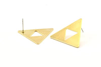 Brass Triangle Earring, 6 Raw Brass Zelda Stud Earrings (27x1mm) D1024 A1321