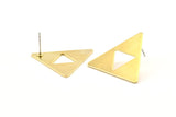 Brass Triangle Earring, 6 Raw Brass Zelda Stud Earrings (27x1mm) D1024 A1321