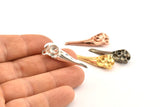 Bird Skull Charm, 925 Silver, 925 Rose Gold - Gold - Black Plated Bird Skull Necklace Pendants With 1 Loop (34x10x9mm) N0487