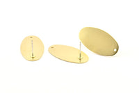 Brass Oval Earring 6 Raw Brass Oval Stud Earrings With 1 Hole (30x15x0.80mm) D0580 A1330