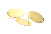 Brass Oval Earring 6 Raw Brass Oval Stud Earrings With 1 Hole (30x15x0.80mm) D0580 A1330