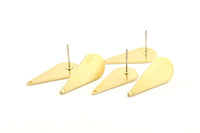 Brass Drop Earring, 8 Raw Brass Drop Stud Earrings With 1 Hole (27x12x1mm) D0820 A1327