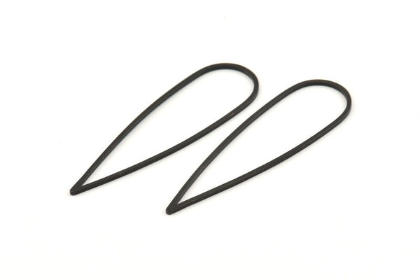 Black Drop Charm, 10 Oxidized Black Brass Drop Connectors, Findings (52x15x1mm) D1282 S663