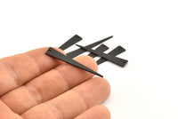 Black Triangle Charm, 12 Textured Oxidized Black Brass Triangle Charms With 1 Hole, Earrings, Findings (37x6x1mm) D1113 S1095