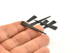 Black Triangle Charm, 12 Textured Oxidized Black Brass Triangle Charms With 1 Hole, Earrings, Findings (37x6x1mm) D1113 S1095