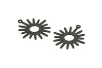 Black Sunny Charm, 24 Oxidized Black Brass Sunny Charms With 1 Loop (22x24mm) A0782 S1094