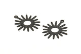 Black Sunny Charm, 24 Oxidized Black Brass Sunny Charms With 1 Loop (22x24mm) A0782 S1094
