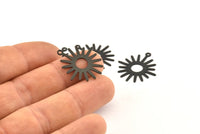 Black Sunny Charm, 24 Oxidized Black Brass Sunny Charms With 1 Loop (22x24mm) A0782 S1094