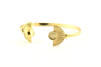 Gold Moon Cuff,  Gold Plated Brass Half Moon Cuff Stone Setting With 1 Pad -  Pad Size 8mm N0988 Q0962