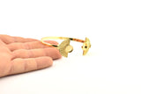 Gold Moon Cuff,  Gold Plated Brass Half Moon Cuff Stone Setting With 1 Pad -  Pad Size 8mm N0988 Q0962