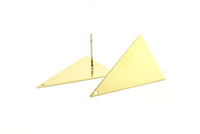 Brass Triangle Earring, 8 Raw Brass Triangle Stud Earrings With 1 Hole (25x16mm) Brs 54tr A0404 A1334