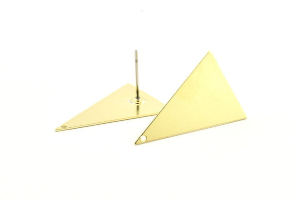 Brass Triangle Earring, 8 Raw Brass Triangle Stud Earrings With 1 Hole (25x16mm) Brs 54tr A0404 A1334