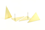 Brass Triangle Earring, 8 Raw Brass Triangle Stud Earrings With 1 Hole (25x16mm) Brs 54tr A0404 A1334