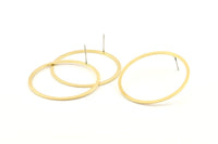 Brass Circle Earring, 6 Raw Brass Circle Stud Earrings (40x2x1mm) Bs 1326 A1333