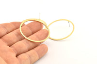 Brass Circle Earring, 6 Raw Brass Circle Stud Earrings (40x2x1mm) Bs 1326 A1333