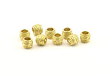 Tiny Textured Beads, 24 Raw Brass Textured Tiny Beads (7x8mm) N0526