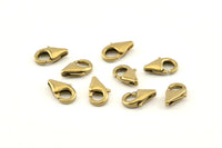 Brass Parrot Clasp, 10 Raw Brass Lobster Claw Clasps (11x6mm) D1509